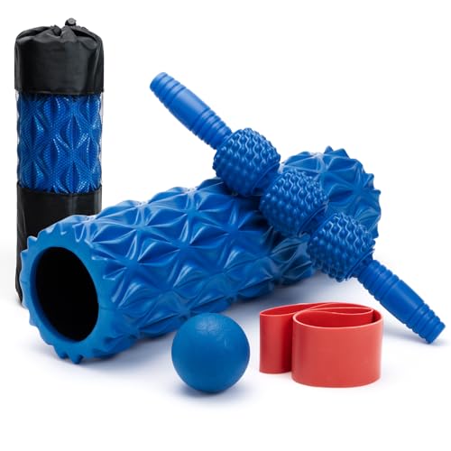 SUBCULTUREPICK 5 in 1 Foam Roller Set High Density Deep Tissue Massager - color: Pure Blue
