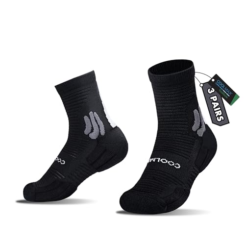 BRISIRA Coolmax Bamboo Viscose Kids Compression Socks for Youth Boys Girls - color: Black-3pack, size: Small