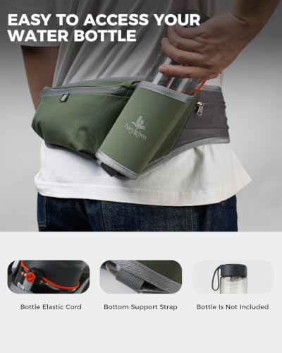 Fanny Pack with Water Bottle Holder, RFID Blocking Running Belt Bag - color: Green