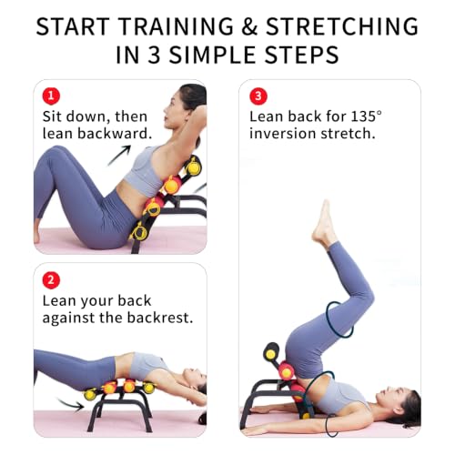 Mini Foldable Inversion Table, Back Stretcher with Massage Roller