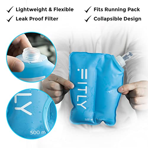 FITLY 500ml Soft Flask with Hydration Tube - Collapsible Water Bladder