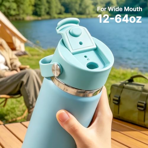 Replacement Flip Lid for Hydro Flask Wide Mouth Threaded Bottles 16–64 oz - color: Green, size: 2pack