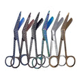 Bandage Scissors 5.5" Long Set of 6 Nurse Vet Tech Gift Made of Stainless Steel with Colorful Patterns First Aid Used For Cutting Gauze Tape Clothing Bandages Vet Wrap Adhesive Removal (Set 9) - style: Set 9