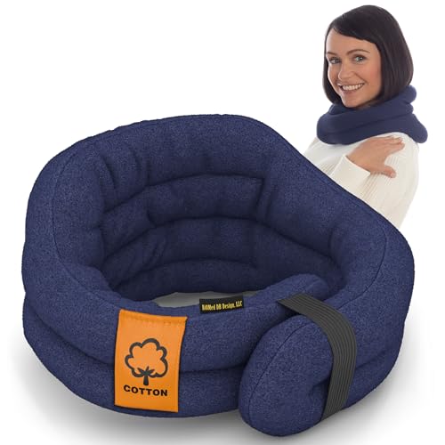 SunnyBay Hands-Free Heating Pad, Neck and Shoulder, 26 inch, Cotton Navy - color: Unscented Wrap - Navy Blue
