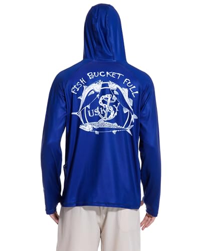 Men's UPF 50+ Fishing Hoodie Sun Shirt, Quick Dry Long Sleeve - color: Royal, size: X-Large