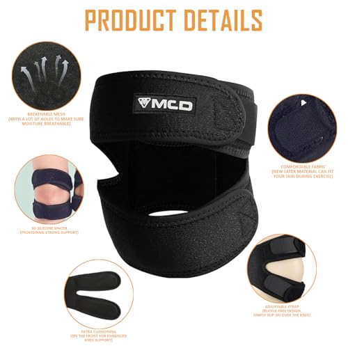 MCD Patella Knee Brace for Women & Men 1 Pc Adjustable Patellar Tendon Strap Neoprene Knee Support Brace for Arthritis Running & Basketball Rodilleras para Dolor de Rodillas Patella Stabilizer Knee Brace