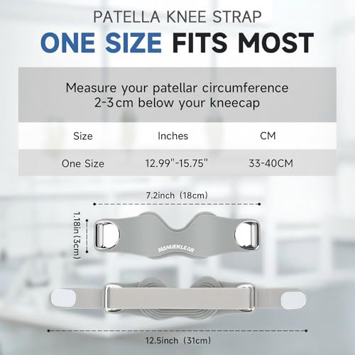 MANUEKLEAR V-Shaped Patella Bands, Adjustable Flex Wrap Patellar Tendon Support Strap for Men Women, Silicone Patella Knee Straps Suitable for Pain Relief Running Hiking Basketball, (2pcs) - color: Gray