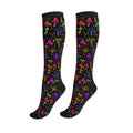 Tie Dye Compression Socks Knee High Support Socks For Women Men Running Athletic Hiking - color: Mushrooms