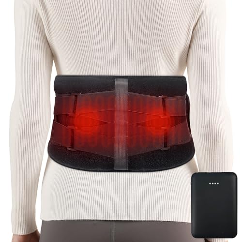 Cordless Heat Pads with Massage for Back Pain Relief, Portable Heated Belt for Lower Back with 3 Heat Levels & 3 Vibration Modes, 5000mAh Rechargeable Heated Back Support with Adjustable Strap