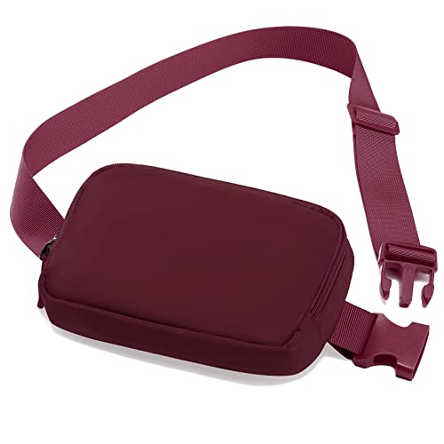 Amazerbst Belt Bag, Fanny Pack, Everywhere Belt Bag,40 Inch Adjustable Strap,for Women and Men,Waterproof - color: Red Wine