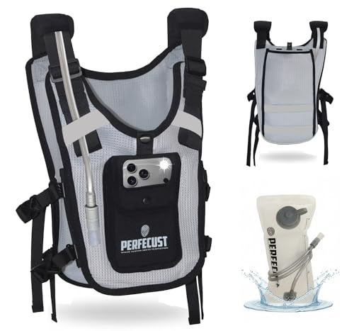 Running Hydration Vest with POV Camera Phone Pocket — Includes 1.5L Water Bladder — Zero-Bounce Stability, Adjustable Straps — Lightweight Reflective Hiking Backpack for Women & Men - color: GRAY