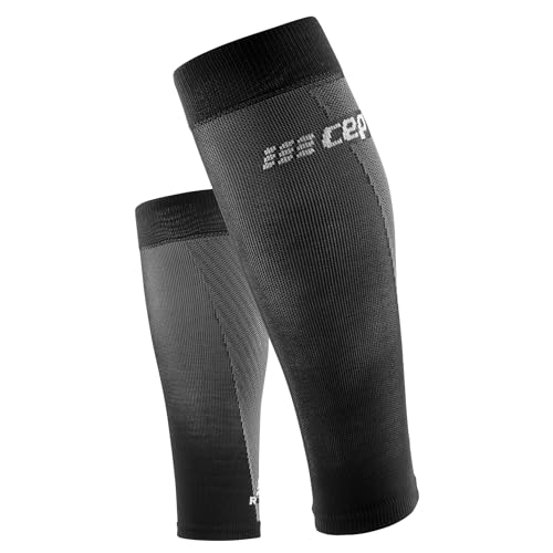 CEP Men’s Calf Compression Running Sleeves | Running Ultralight Calf Sleeves - color: Black/Grey, size: 3