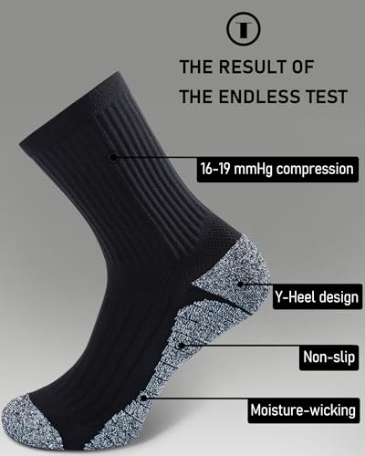 Elite Cushioned Compression Mid-crew Socks 4-Pack for Youth Women Men - color: Black (4 Pairs), size: X-Large