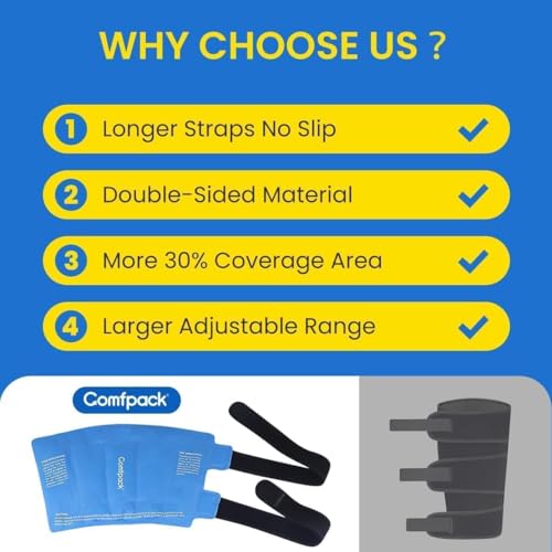 Calf Ice Pack Wrap for Shin Splints – 2-in-1 Cold Therapy & Adjustable Compression, FSA Eligible Reusable Gel Pack with Elastic Strap for Runners, Post-Surgery & Muscle Strain Comfpack