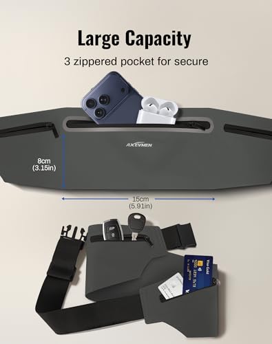 Running Belt for Women & Men-Ultra Light Slim Running Belts - color: Grey