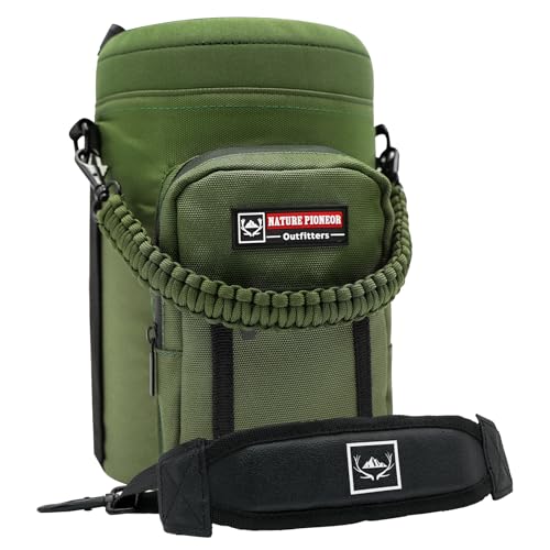 NATURE PIONEOR 26-128 oz Insulated Water Bottle Carrier Holder with Strap - color: Green, size: One Gallon