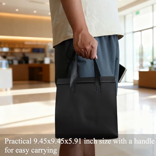 12Pcs Disposable Insulated Lunch Bags Thermal Cooler Grocery Bag - color: Black, size: 9.45"(H) x 9.45"(L) x 5.91"(W)