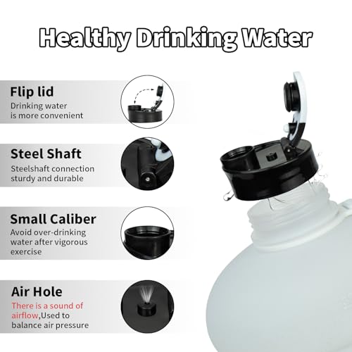 TOOFEEL Gallon Water Bottle - 128 oz with Flip Lid & Handle - BPA Free with Measurements - Black & White Gradient - color: Black and White, style: 128 oz water bottle
