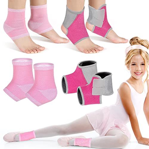 Tarpop 2 Pairs Kids Ankle Brace, Compression Sleeves, M+S, Pink - color: Pink, size: Small,Medium