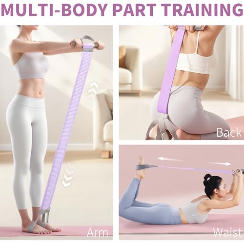 Fabric Resistance Band with Handles Non-Slip Foot Pedal Puller for Women 120lb Full-Body Fitness Band for Strength Muscle Training Workout Equipment for Chest Glutes Leg Arm Core Wrist Ankle