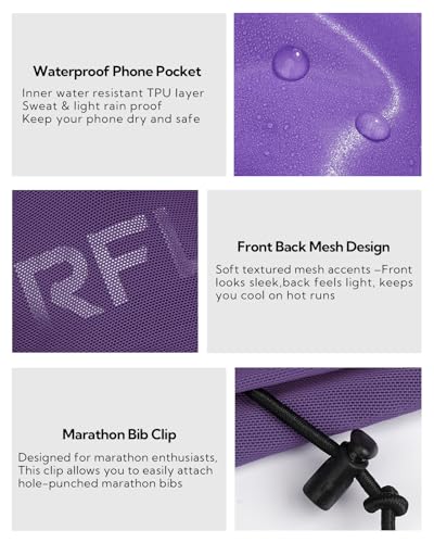 WATERFLY Running Belt Fanny Pack, Runner Race Belt with Bib Clip Purple - color: Purple