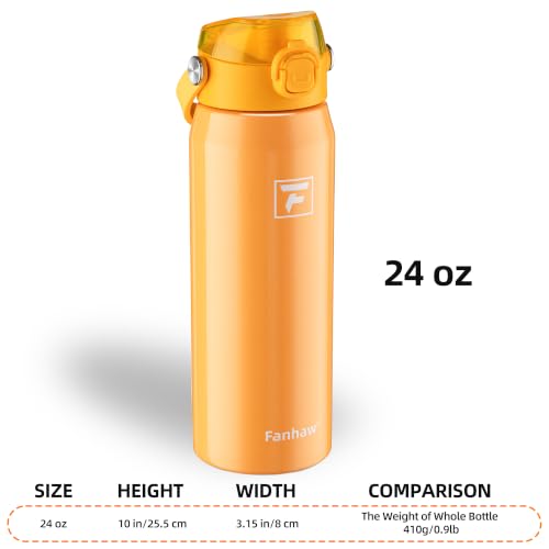 Fanhaw 24oz Stainless Steel Water Bottle with 2-in-1 Lid, Saffron Yellow - color: Saffron Yellow