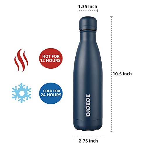 BJPKPK 17 oz Insulated Water Bottle, Stainless Steel Flask, Leak Proof - color: A-Navy blue, size: 17 Ounces
