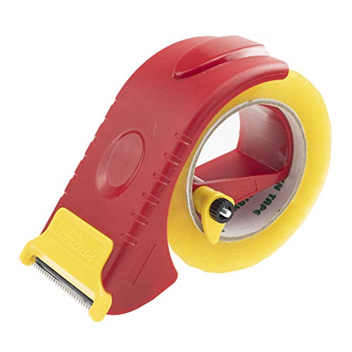 2 Inch Packing Tape Gun Dispenser, Width-Adjustable Box Sealer, Lightweight Ergonomic Industrial Heavy Duty Tape Cutter for Carton, Packaging and Box Sealing, Red