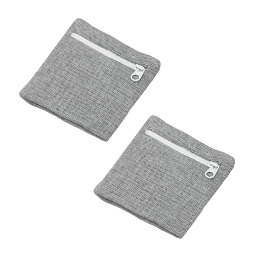 Wrist Wallet Wristband with Zipper, Wrist SweatBands - color: Gray
