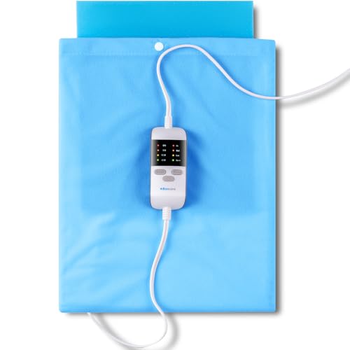 Boncare® Vinyl Small Heating Pad NO Auto Shut Off for Back Pain Relief and Cramps, High and Low Temperature Settings Hot Electric Heat Pad with Washable Cover Blue (12"x 15") - size: 12"x15"