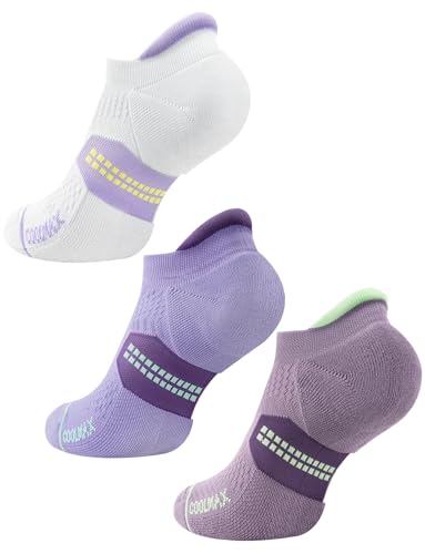 Juclise Women's No Show Compression Running Socks, 3 Pairs - color: Charged Purple+lavender Lux+bright Lilac, size: Medium
