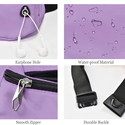 Fanny Pack for Women Men,Crossbody Water Resistant Sports Waist Bag Pack - color: 1pack-lightpurple