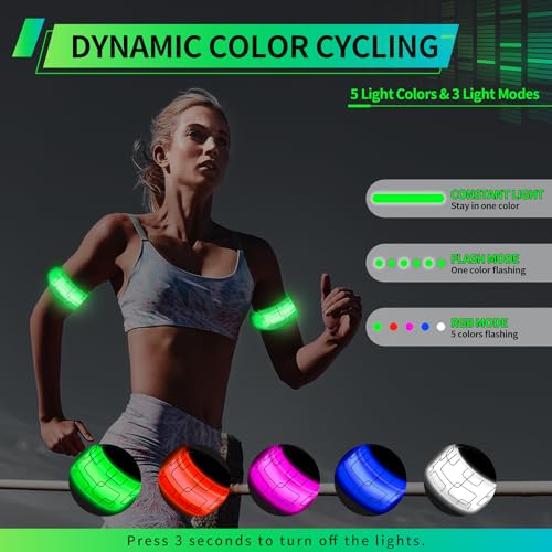 2PCS LED Armband for Running and Walking at Night Safety Gear - color: Green