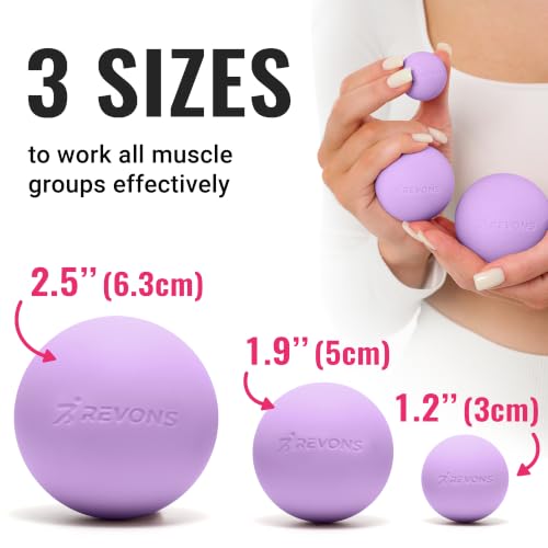 3 in 1 Massage Ball Set – 2.5", 1.9" & 1.2" Firm Silicone Balls for Myofascial Release, Trigger Point Therapy, Back & Foot Pain Relief, Face Fitness, Yoga, Deep Tissue Recovery (Purple) - color: Purple