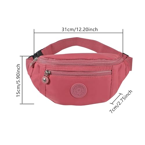Large Crossbody Fanny Pack with 3-Zipper Pockets,Gifts for Enjoy Sports Festival Workout Traveling Running Casual Hands-Free Wallets Waist Pack Phone Bag Fits All Phones (Pink) - color: Pink
