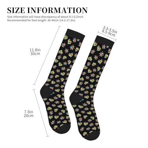 Compression Socks Women Knee High Support Circulation Stockings for Running Cycling Flying - color: Autism