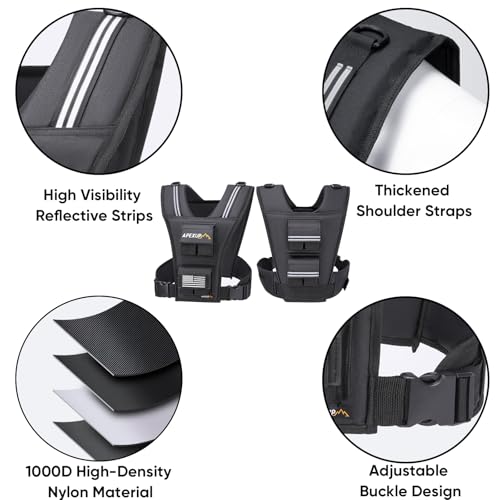 APEXUP Weighted Vest Men, Adjustable Weight Vest for Running - color: Black, size: Vest Only-20lbs