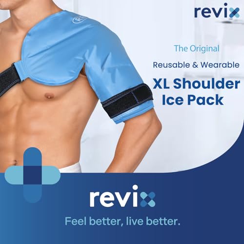 REVIX XL Shoulder Ice Pack Wrap for Rotator Cuff, Reusable Gel Cold Pack - size: XL, style: Blue