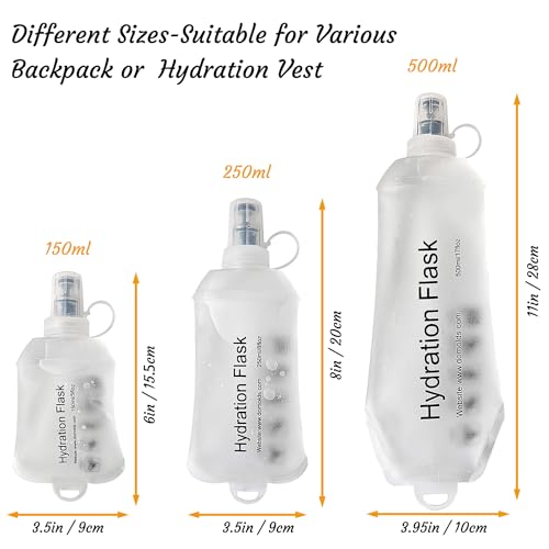 J.CARP 500ml Soft Flask Running Water Bottles, TPU Foldable Running Hydration Flask for Hydration Pack Cycling Hiking Climbing Outdoors Motorbike White - color: White, 500ml