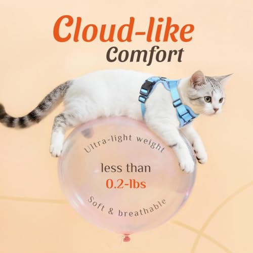 Dooradar Cat Harness and Leash Set, Adjustable and Escape Proof, S - color: Aqua Sea, size: S