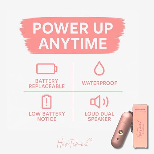 HerTime2 Personal Safety Alarm for Women - Loud Self Defense Siren, Waterproof Keychain with Strobe Light - Battery Powered, Rose Gold - color: Rose Gold, style: Battery Powered