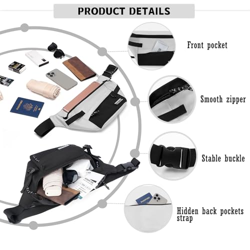 Fanny Packs for Men Women, Slim Crossbody Waist Bag, Anti-Theft Crossbody Belt Bag for Traveling Workout (Black-02, Small)