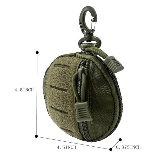 1000D Laser Cut Coin EDC Pouch Change Purse Tactical Round Zipper Bag - color: Army Green