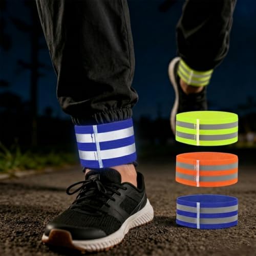 Reflective Bands 2 Pack High Visibility Adjustable Wrist Ankle Arm Leg Straps for Running Cycling - color: BLUE, size: One Size