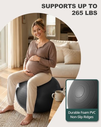Trideer Yoga Ball for Exercise, Pregnancy, Exercise Ball, Pump Included - color: Black, size: XXL (31-33ines / 78-85cm)