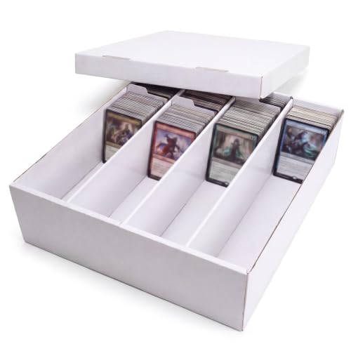 Calenzana 3200-Count Trading Cardboard Card Storage Boxes 1 Pack, 4 Row White Card Box with 16 Dividers, MTG, TCG Card Organizer - size: 4 Row-1 Pack