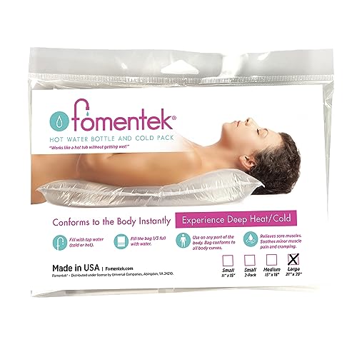 Fomentek Hot Water Therapy Bag - Hot & Cold Water Bottle - Soothing Heat - Comforting for Cramps, Soothing Relief for The Back, Stomach, Feet, Neck, Shoulders, USA-Made, Large (21” x 23”) - size: Large (Pack of 1)