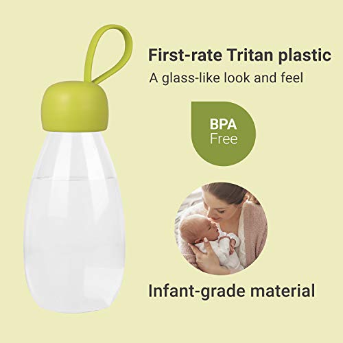 emoi BPA Free Water Bottle, 12oz/360ml Cute Water Bottle with Carrying Strap, Ideal for Kids Boys Girls Students Women Healthy Hydration-Green - color: Green Cap, size: 12 Ounces
