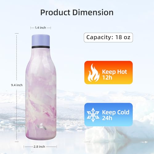 Konokyo 18 oz Insulated Stainless Steel Metal Water Bottle with Strap - color: Dawn, size: 18 Ounces
