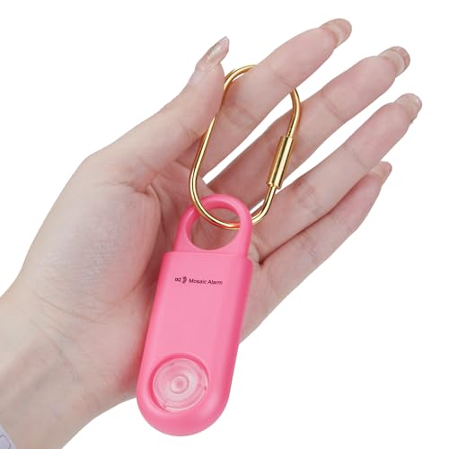 130db Personal Safety Alarm with Ultra Bright Strobe Light. Hot Pink - color: Hot Pink, style: Button cell